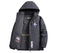 BRINSE Pile Uomo con Zip N.A.S.A, Giacca Antivento Foderata per Invernale, Cardigan Traspirante, da Lavoro, Leggero(Grey,L)