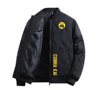 BRINSE Puffer Jacket Cob.ra kai, Da Lavoro Maniche Lunghe Antivento Giacca, di transizione resistente al freddo per la stagione autunno-inverno, Spesse(Black,3XL)