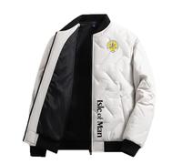 BRINSE Puffer Jacket Uomo Is.le Of M.a.n T.T, Da Lavoro Maniche Lunghe Antivento Giacca, Ideale Per Escursioni All'aperto, Campeggio, Alpinismo, Spesse(White,S)