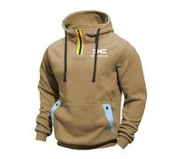 BRINSE Pullover in Jersey Leggera Uomo Da.ci-a, con Cappuccio Fodera Calda Giacca Invernale, Felpa Cappuccio per Uomo e Ragazzo, Senza(Khaki,L)