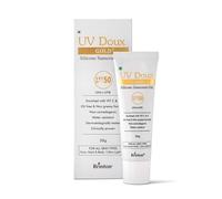 Brinton UV Doux Gold Sunscreen Gel with SPF 50 PA+++ | Broad Spectrum Sun Protection | Enriched with Vitamin C & E | Water Resistant & Non-Greasy | Dermatologist Tested | All Skin Types, 50g