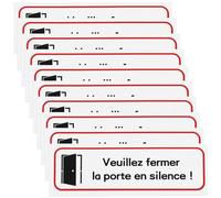 Briny River 10 pezzi 196 x 65 mm Please Close The Door Quietly Sign autoadesivo "Veuillez fermer la Porte en Silence!" PVC