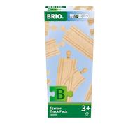 Brio world - pacchetto di espansione starter - set di binari in legno per ferrovia da 12 pezzi, 3+