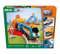 Brio set ferrovia circolare con binari con tunnel azione smart tech sound, set da 14 pezzi, età consigliata +3