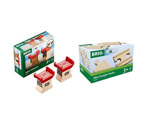BRIO Set Super Supporti, 33254 & Set Binari Dritti Mini, 33333