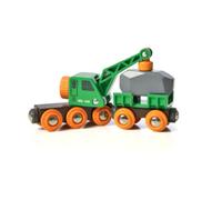 Brio Vagone con Gru - Set 4 Pezzi - Accessorio per Ferrovia in Legno