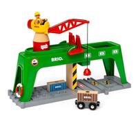 BRIO World - Gru per container, Accessorio ferrovia in legno da 3 anni