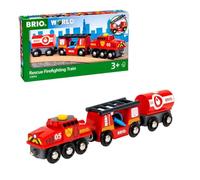 BRIO WORLD - Treno dei Pompieri, Veicoli per Pista Trenino BRIO, 4 Pezzi, Età 3+ Anni