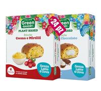 Brioche Vegane 2 Gusti con Crema e Mirtilli e Cocco e Cioccolato, Senza Lattosio, Latte e Senza Uova, Merendine Artigianali Plant Based con Lievito Madre, 45gr x 24pz. (6 Confezioni) - Vegan With Love