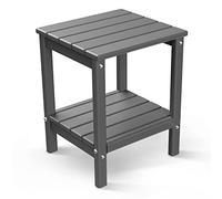 BRIOPAWS Adirondack - Tavolino rettangolare per esterni, mobili da giardino, resistente alle intemperie, perfetto per spiaggia, giardino, terrazza, prato, grigio