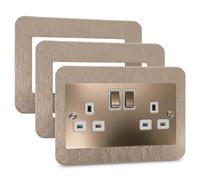 BRIOTA Set di 3 pezzi per interruttore della luce champagne, piastre di copertura a doppia presa, copertura adesiva per interruttore da parete, decorazione per interruttore da parete, 14,6 x 8,6 cm