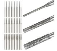 BRIOTA Set di 30 punte diamantate da trapano da 1/2/2,5 mm, grana 150, micro punte per trapano, smerigliatura, vetro, ceramica, pietra, granito, gioielli, accessori, per utensili rotanti Dremel