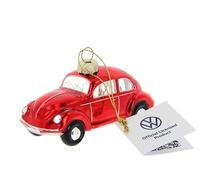 BRISA VW Collection - Décorations de Noël Volkswagen Coccinelle/Beetle en verre dans une boîte cadeau (rosso)