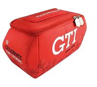 BRISA VW Collection - Volkswagen beauty-case da viaggio in Neoprene trousse trucchi, porta oggetti con manico, Golf GTI design (Esagono/Rosso/Grande)