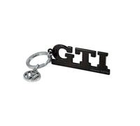 BRISA VW Collection - Volkswagen Portachiavi keyring vintage in metallo unisex, per chiavi/zaino/borsa/astuccio, design GTI (Lettere/Nero)