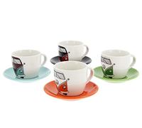 BRISA VW Collection - Set di tazze da espresso/caffè/tè/cappuccino in ceramica Volkswagen con design T1 Bulli Bus (100 ml) (4 colori, Set di 4)