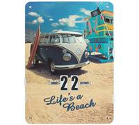 BRISA VW Collection - T1 Bus Pulmino Calendario Perpetuo Regolabile | Volkswagen Planner Senza Scadenza, decorazione da parete per ufficio, casa, garage, Beach Life/Multicolore