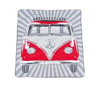 BRISA VW Collection - Volkswagen Coperta da PIC nic con Strato Impermeabile, Dotata di Borsa da Trasporto, Camper T1 Bus VW Design (Strisce Samba/Rosso)
