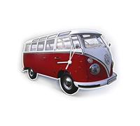BRISA VW Collection - Volkswagen Orologio da Parete Officina Senza cifre Cronometro Campervan T1 Bus Design (Bus Classico/Rosso)