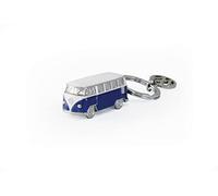 BRISA VW Collection - Volkswagen Portachiavi vintage in metallo smaltato, per chiavi/zaino/borsa, Camper Bus T1 design (Bus classico/Blu/Bianco)