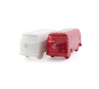 BRISA VW Collection - T1 Bus Pulmino Set Sale e Pepe | Volkswagen Spargisale e Spargipepe 3D, Ceramica Ricaricabile, per Tavola, Cucina e Campeggio, Confezione Regalo, Bianco/Rosso
