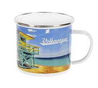 BRISA VW Collection - Volkswagen tazza in metallo smaltato da tè, caffè, camping, outdoor, Campervan T1 Bus design (Beachlife/Multicolore/500ml)