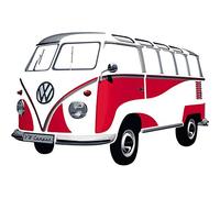 BRISA VW Collection Volkswagen Adesivi da parete riutilizzabili, Tatuaggi murali, Decorazione per il muro autoadesivo Campervan T1 Bus design (Silhouette/Rosso)