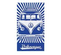 BRISA VW Collection - Volkswagen Asciugamano per Spiaggia, Bagno, Sauna e Telo Mare nel Design del Camper T1 Bus (Righe Samba/Blu)