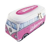 BRISA VW Collection - Volkswagen Beauty-case da viaggio in Neoprene, porta oggetti con manico, Campervan Bus T1 design (Scritta/Rosa) (Piccolo (23 x 11 x 8 cm))