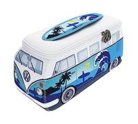 BRISA VW Collection - Volkswagen Beauty-case da viaggio in Neoprene, porta oggetti con manico, Campervan Bus T1 design (Surf/Azzurro/Piccolo 23 x 11 x 8 cm)