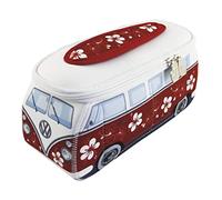 BRISA VW Collection - Volkswagen Beauty-case da viaggio in Neoprene, porta oggetti con manico, Campervan Bus T1 design (Ibisco/Rosso) (Piccolo 23 x 11 x 8 cm)