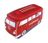 BRISA VW Collection - Volkswagen Beauty-case da viaggio in Neoprene, porta oggetti con manico, Campervan Bus T1 design (Pompieri/Rosso/Grande 30 x 14 x 12 cm)