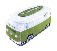 BRISA VW Collection - Volkswagen beauty-case da viaggio in Neoprene trousse trucchi, porta oggetti con manico, Camper T2 Bus design (Verde/Grande)