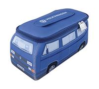 BRISA VW Collection - Volkswagen beauty-case da viaggio in Neoprene trousse trucchi, porta oggetti con manico, Campervan T3 Bus design (Blu/Grande)