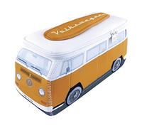 BRISA VW Collection - Volkswagen beauty-case da viaggio in Neoprene trousse trucchi, porta oggetti con manico, Camper T2 Bus design (Arancione/Grande)