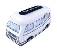 BRISA VW Collection - Volkswagen beauty-case da viaggio in Neoprene trousse trucchi, porta oggetti con manico, Campervan T3 Bus design (Bianco/Grande)