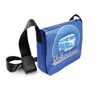 BRISA VW Collection - Volkswagen Borsa a tracolla grande in jeans e telone da camion Campervan T1 Bus design 33 x 40 x 12 cm (Vintage/Blu)