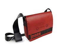 BRISA VW Collection Volkswagen Borsa a tracolla piccola in jeans e telone da camion Maggiolino Beetle design 28 x 23 x 17 cm (Jeans Beetle/Rosso)