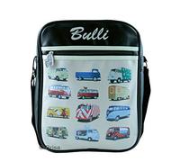 BRISA VW Collection Volkswagen Borsa da viaggio retrò/vintage, borsa a tracolla con design Campervan T1 Bus (Parata Bulli/Nero)