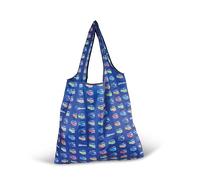 BRISA VW Collection Volkswagen Borsa per la spesa in poliestere riutilizzabile Shopper bag Sacca Campervan T1 Bus design (Sfilata/Blu)