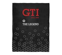 BRISA VW Collection - Volkswagen Coperta Calda e vellutata in Morbido Pile, Plaid per Divano/Letto, “Since 1976” VW Golf GTI Design (Nero/150x200cm)