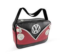 BRISA VW Collection - Volkswagen elegante borsa a tracolla regolabile, unisex, retrò/vintage, Camper T1 Bus design (Fronte Bus/Nero/similpelle)