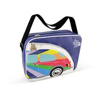 BRISA VW Collection - Volkswagen elegante borsa a tracolla regolabile, unisex, retrò/vintage, Maggiolino Beetle design (Strisce/Viola)