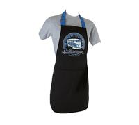 BRISA VW Collection - Volkswagen Grembiule da cucina vintage con tasca e fascia regolabile attorno al collo, unisex, Camper T1 Bus design (Nero & Blu)
