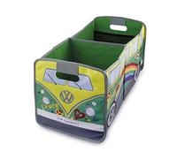 BRISA VW Collection - Volkswagen Hippie Bus T1 Camper Van Contenitore Pieghevole con Manici, Scatola per Spesa, Porta-Oggetti-Giocattoli, Organizzatore per Bagagliaio (Peace/Verde)