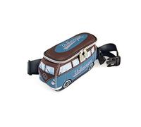 BRISA VW Collection - Volkswagen Marsupio in Neoprene, Borsetta da corsa, Portasoldi, Borsello, tracolla da viaggio/Camping/Outdoor Campervan Bus T1 design (Azzurro/Marrone)