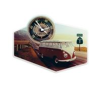 BRISA VW Collection - Volkswagen Orologio da Parete al Quarzo Cronometro Vintage retrò in Vetro Acrilico Campervan T1 Bus (Highway 1/Multicolore)