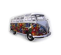 BRISA VW Collection - Volkswagen Orologio da parete officina senza cifre Cronometro Campervan T1 Bus design (Flower Power/Multicolore)