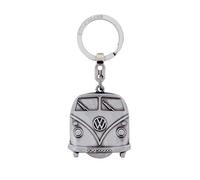 BRISA VW Collection - Volkswagen Portachiavi in metallo con moneta estraibile per il carrello della spesa, Camper Bus T1 design (Fronte Bus/Argento)