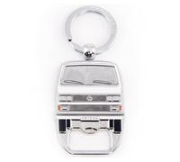 BRISA VW Collection - Volkswagen Portachiavi Vintage in Metallo con apribottiglie/cavatappi, per Chiavi/Zaino/Borsa, Camper T3 Bus Design (Fronte Bus/Bianco)